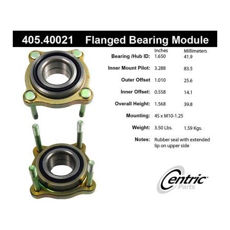 Centric Premium Flanged Wheel Bearing Module, Parts 405.40021